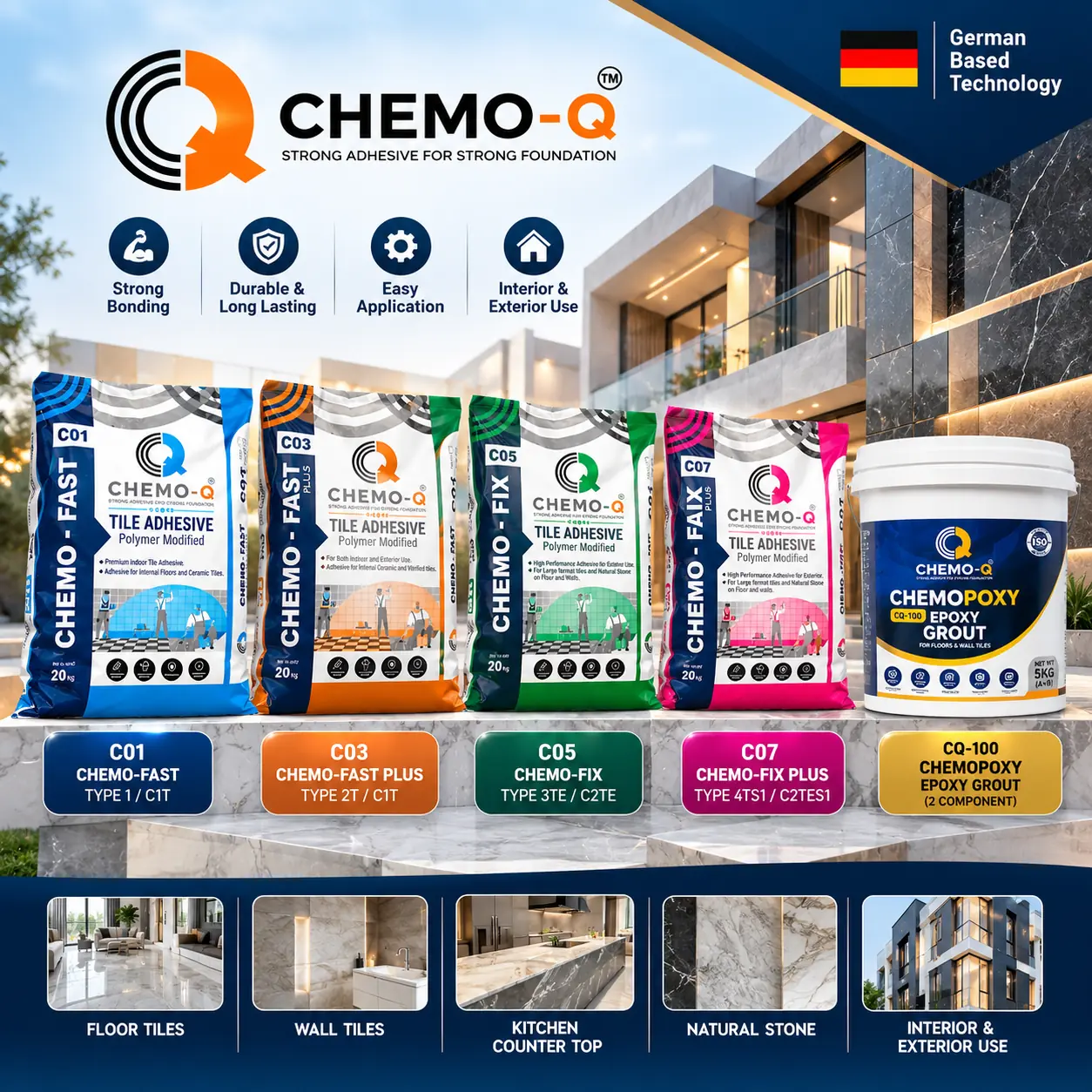 CHEMO-Q Tile Adhesive & Epoxy Grout