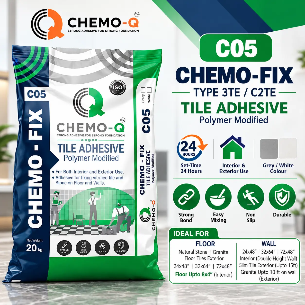 CHEMO-Q C05 CHEMO-FIX Type 3 Tile Adhesive 20KG