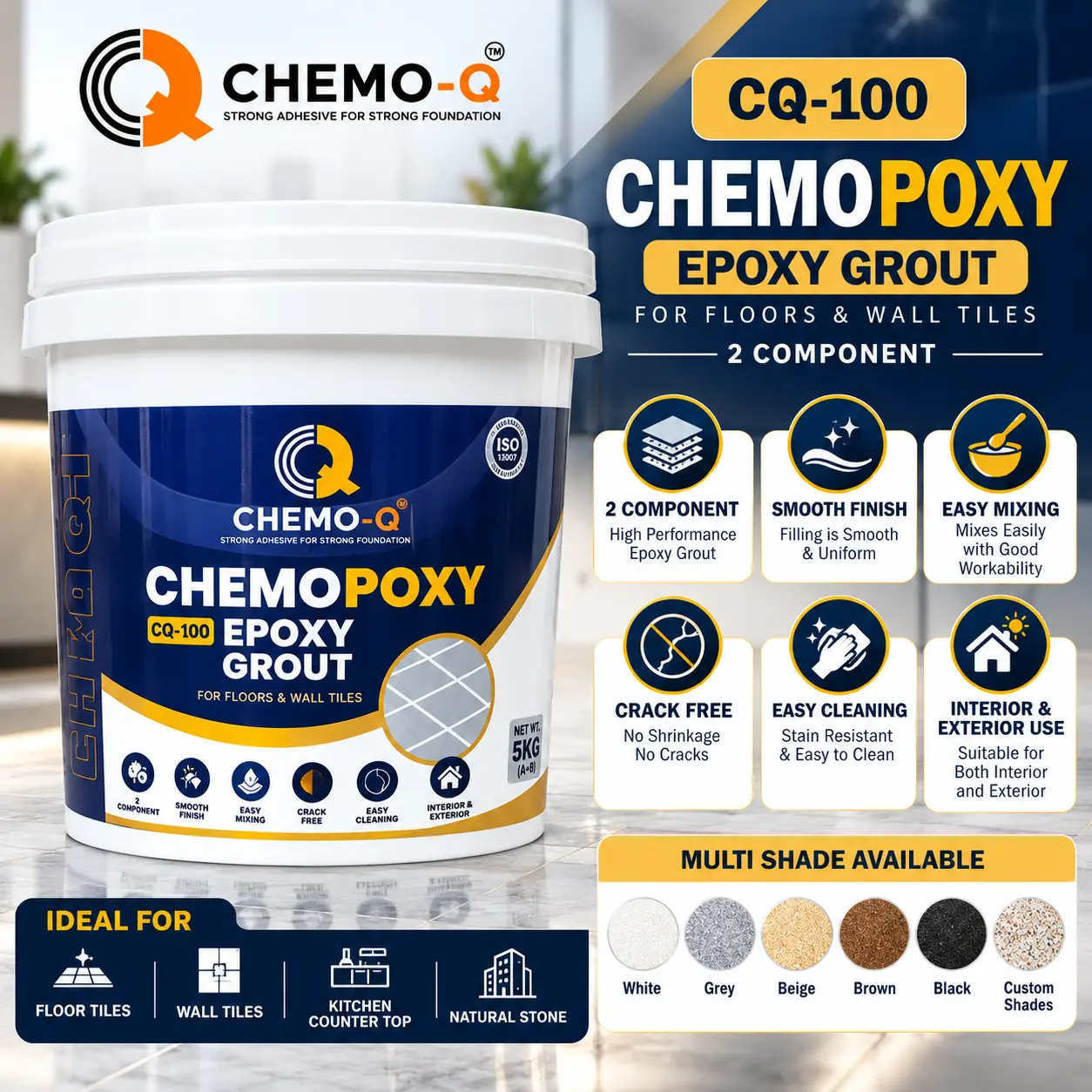 CHEMO-Q CQ-100 CHEMOPOXY 2 Component Epoxy Grout 5KG